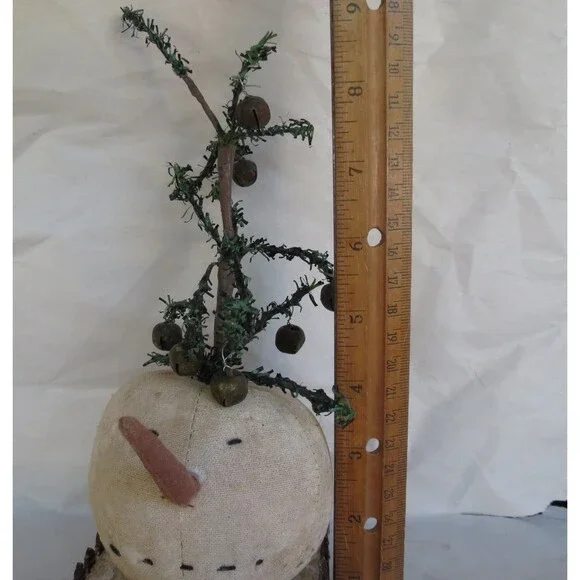 Unbranded Primitive Snowman w/Christmas Tree On Head Extra Long Nose - Picture 5 of 5